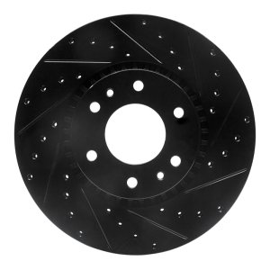 Buick Rainier Brake Rotor (1) - Front Right - R1 Concepts - Drilled & Slotted - Black - `02-`09